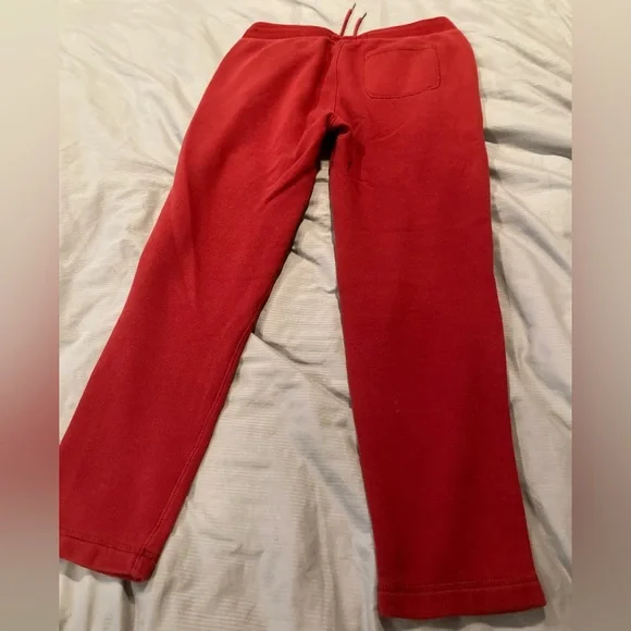 Abercrombie & Fitch Red Soft Fleece sweatpants joggers open bottom - Picture 6 of 6